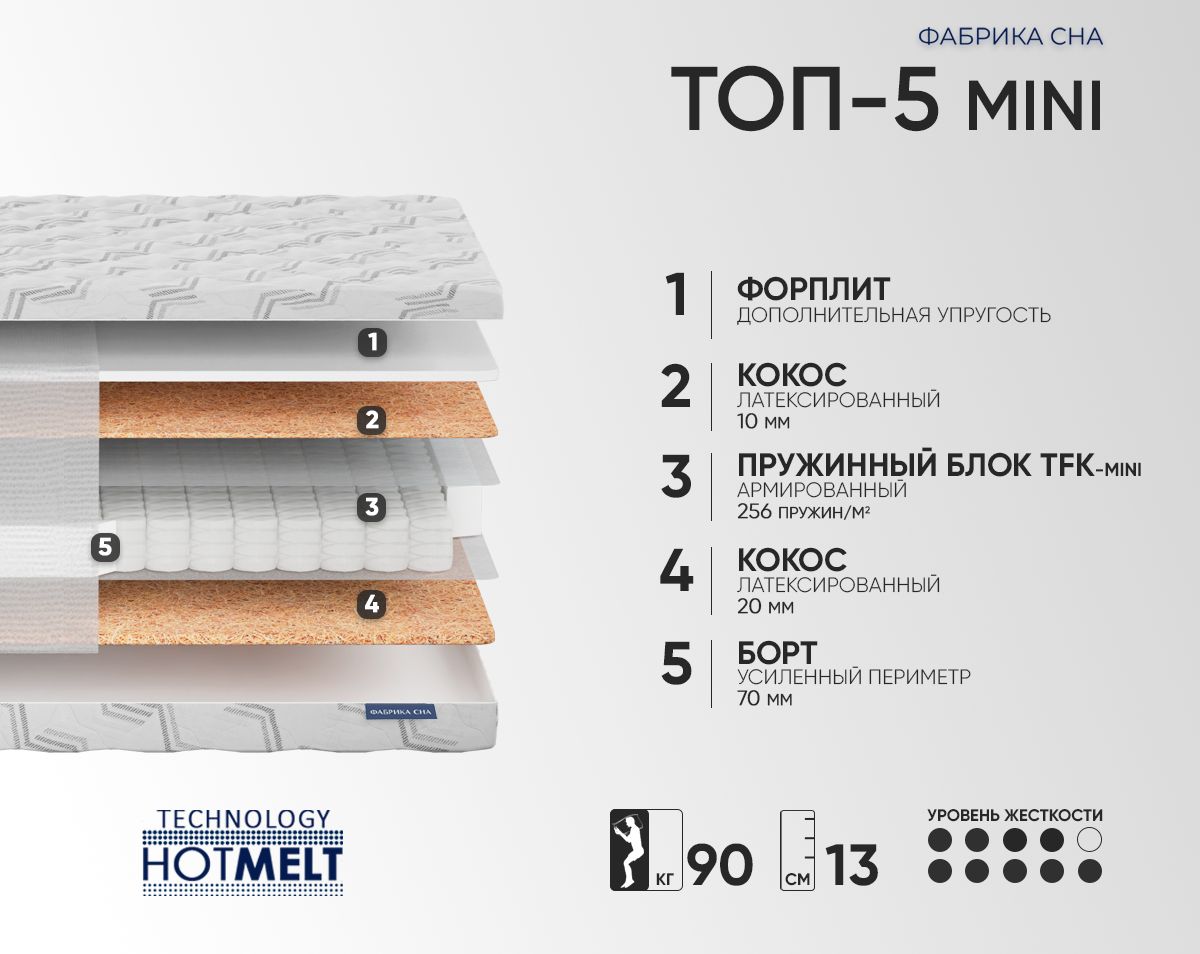 Матрас Фабрика сна Топ-5 MINI 70х160