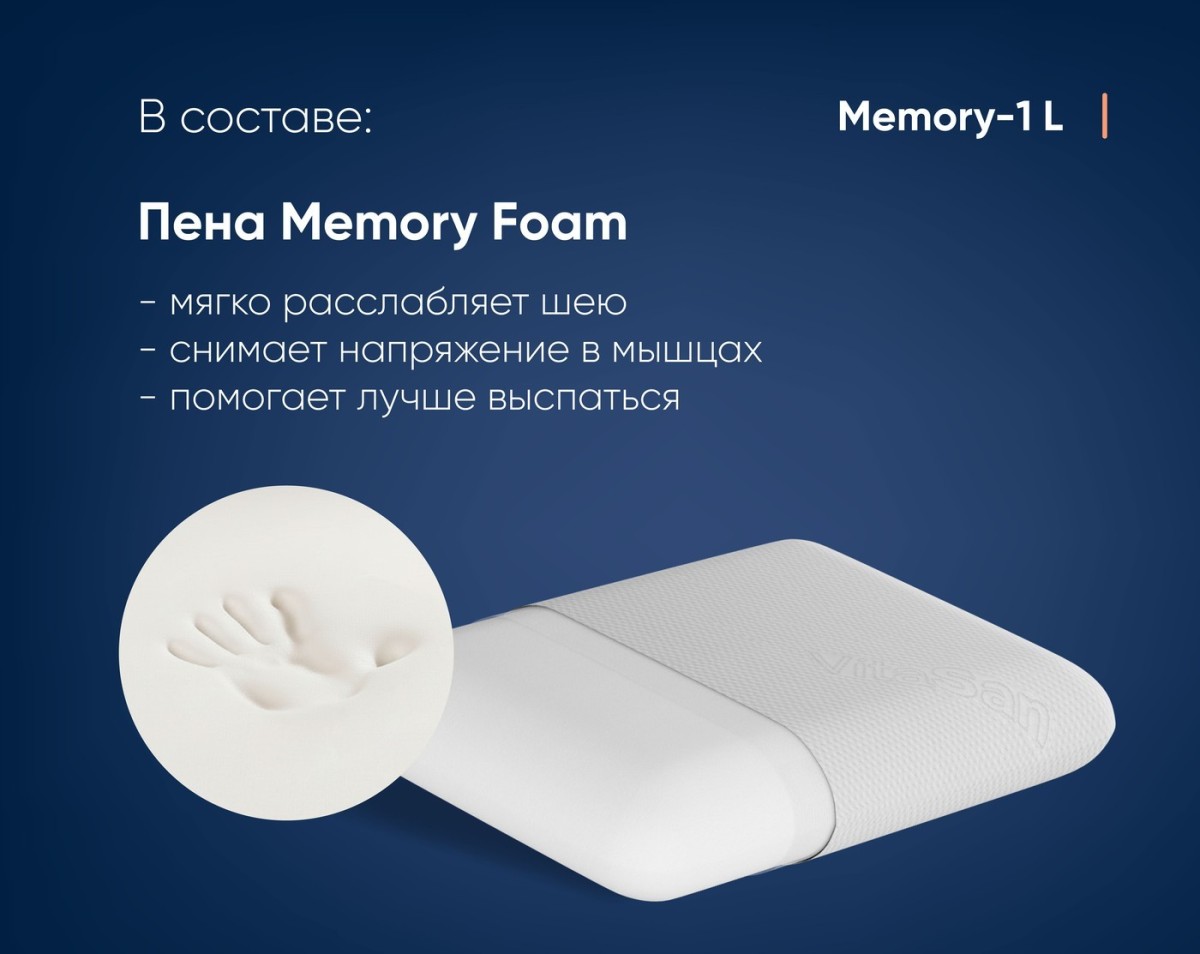 Анатомическая подушка Фабрика сна Memory-1 L