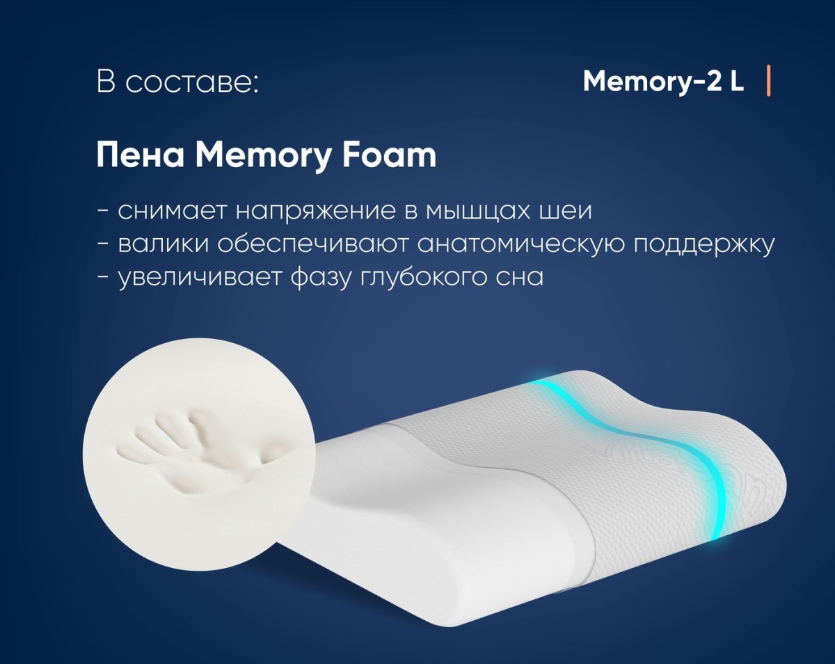 Анатомическая подушка Фабрика сна Memory-2 L
