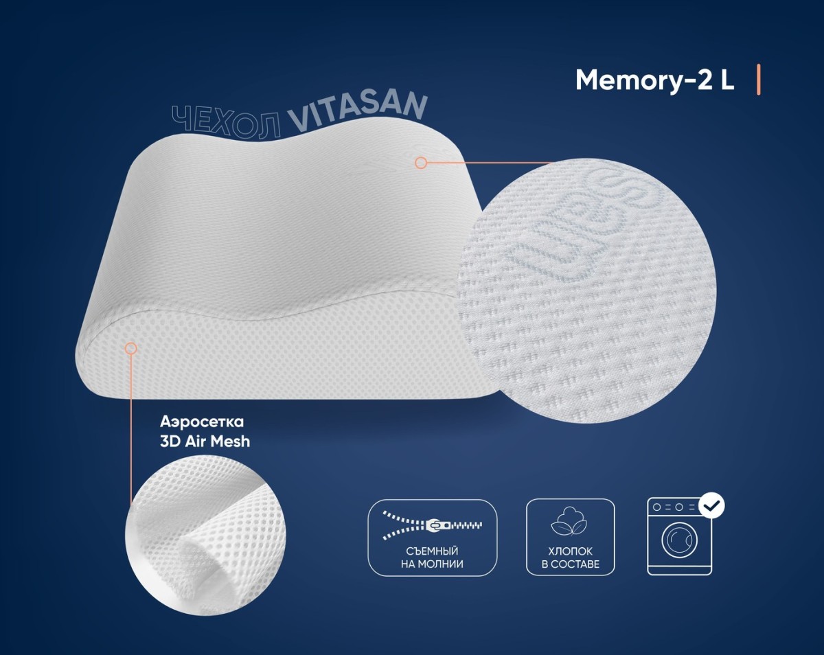Анатомическая подушка Фабрика сна Memory-2 L